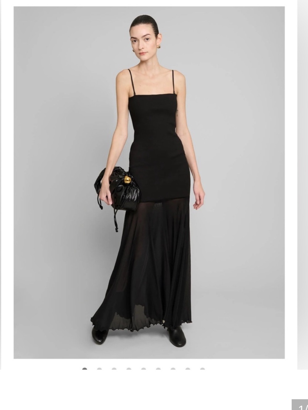 Pixie Market Black Sheer-Bottom Spaghetti Strap Maxi Dress